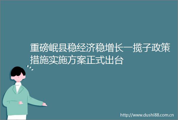 重磅岷县稳经济稳增长一揽子政策措施实施方案正式出台