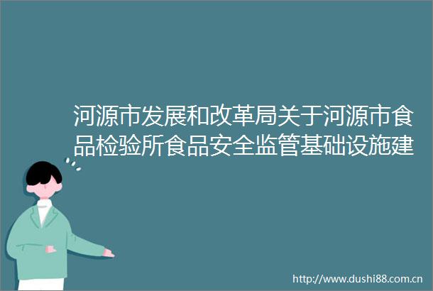 河源市发展和改革局关于河源市食品检验所食品安全监管基础设施建设项目可行性研究报告的批复