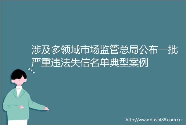 涉及多领域市场监管总局公布一批严重失信名单典型案例