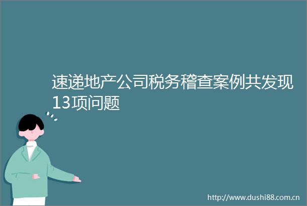 速递地产公司税务稽查案例共发现13项问题