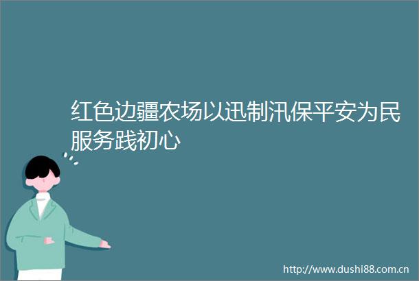 红色边疆农场以迅制汛保平安为民服务践初心