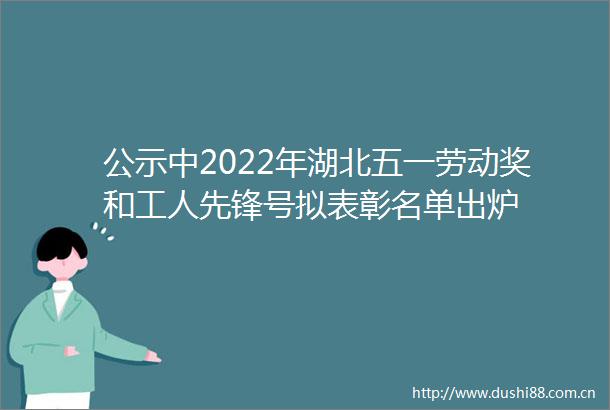 公示中2022年湖北五一劳动奖和工人先锋号拟表彰名单出炉
