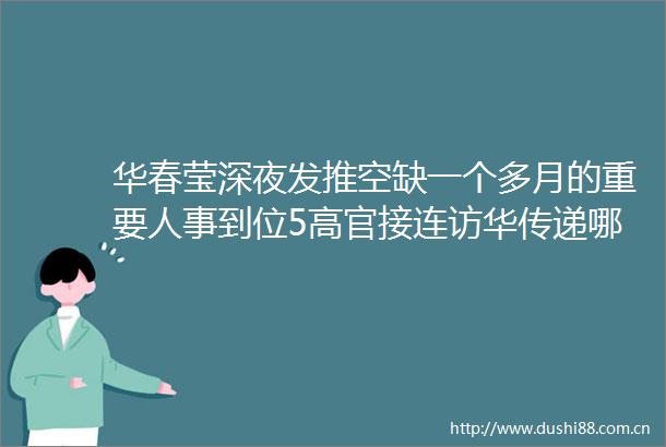 华春莹深夜发推空缺一个多月的重要人事到位5高官接连访华传递哪些讯息