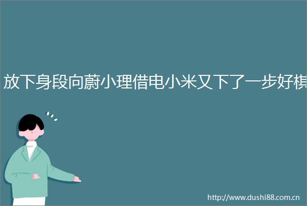 放下身段向蔚小理借电小米又下了一步好棋