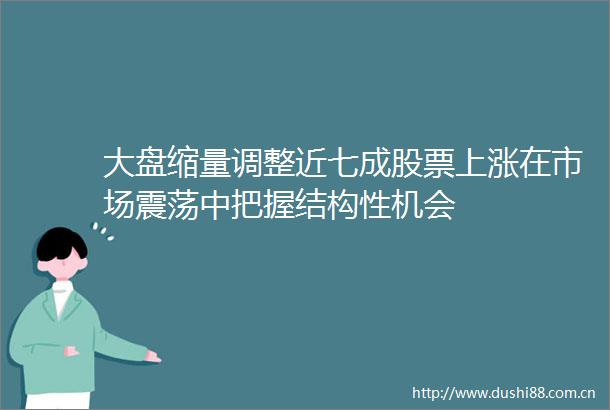 大盘缩量调整近七成股票上涨在市场震荡中把握结构性机会