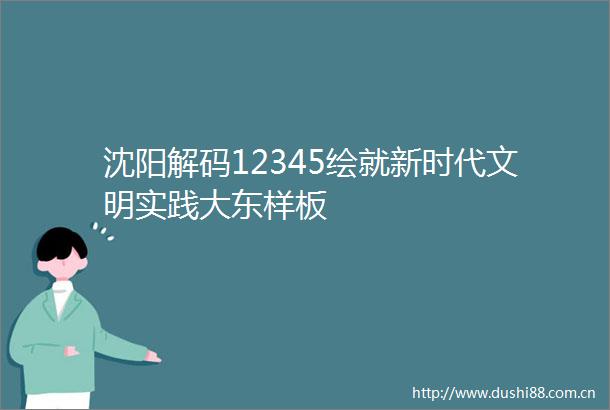沈阳解码12345绘就新时代文明实践大东样板