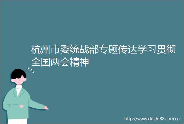 杭州市委统战部专题传达学习贯彻全国两会精神