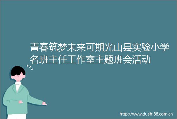 青春筑梦未来可期光山县实验小学名班主任工作室主题班会活动
