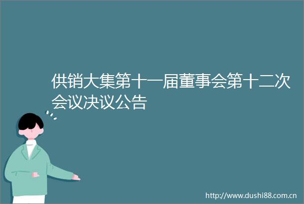 供销大集第十一届董事会第十二次会议决议公告