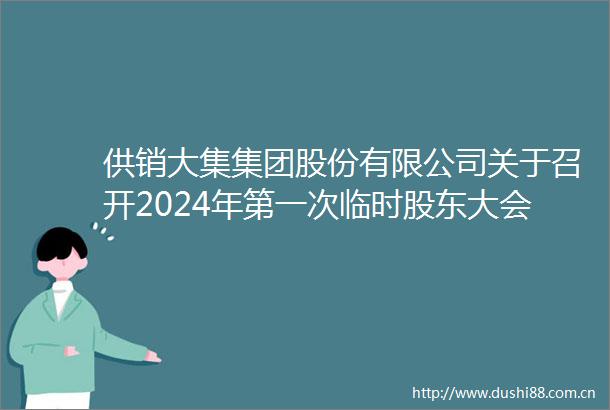 供销大集集团股份有限公司关于召开2024年第一次临时股东大会的通知