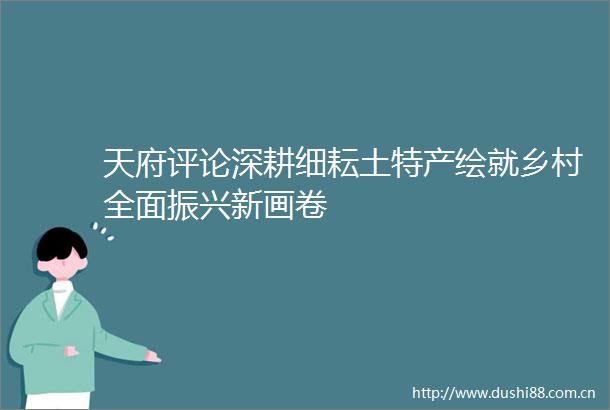 天府评论深耕细耘土特产绘就乡村全面振兴新画卷