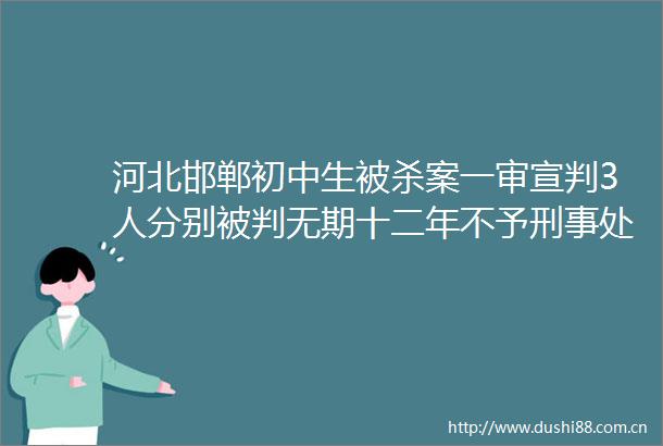 河北邯郸初中生被杀案一审宣判3人分别被判无期十二年不予刑事