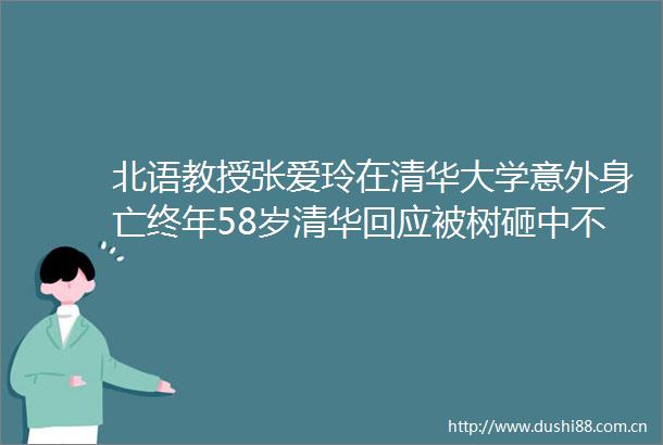 北语教授张爱玲在清华大学意外身亡终年58岁清华回应被树砸中不幸去世系校外企业作业已启动校内问责程序