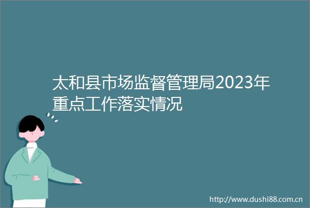 太和县市场监督管理局2023年重点工作落实情况