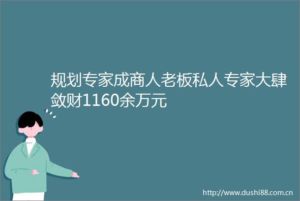 规划专家成商人老板私人专家大肆敛财1160余万元
