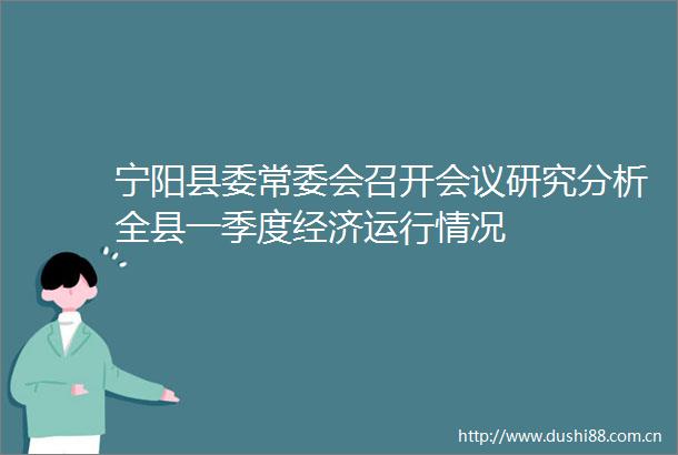 宁阳县委常委会召开会议研究分析全县一季度经济运行情况