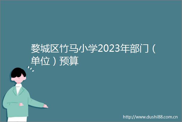 婺城区竹马小学2023年部门（单位）预算