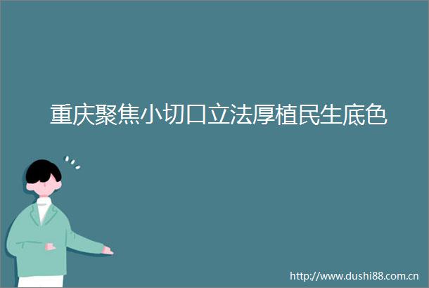 重庆聚焦小切口立法厚植民生底色
