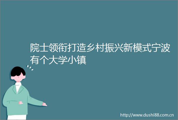 院士领衔打造乡村振兴新模式宁波有个大学小镇
