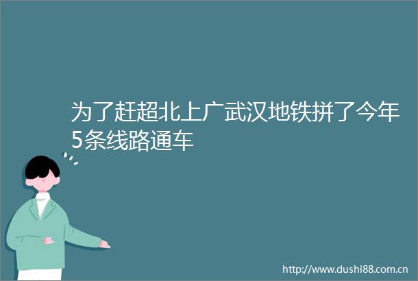 为了赶超北上广武汉地铁拼了今年5条线路通车