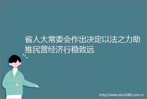 省人大常委会作出决定以法之力助推民营经济行稳致远