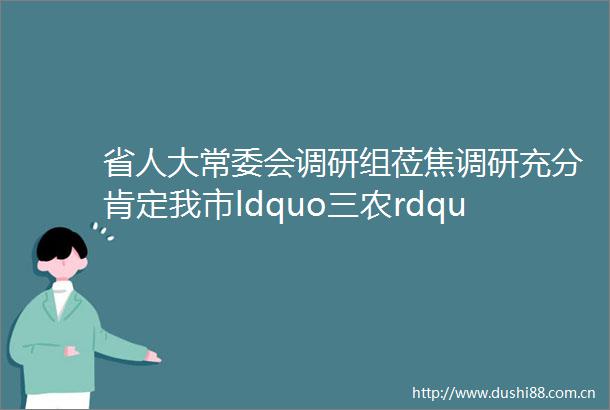 省人大常委会调研组莅焦调研充分肯定我市ldquo三农rdquo工作