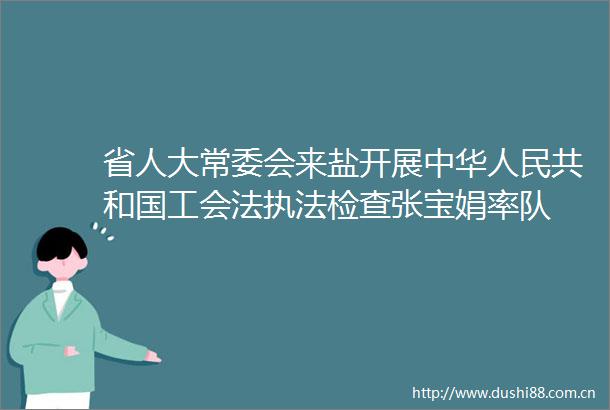 省人大常委会来盐开展中华共和国工会法检查张宝娟率队