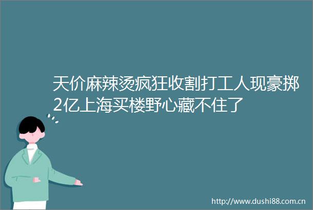 天价麻辣烫疯狂收割打工人现豪掷2亿上海买楼野心藏不住了