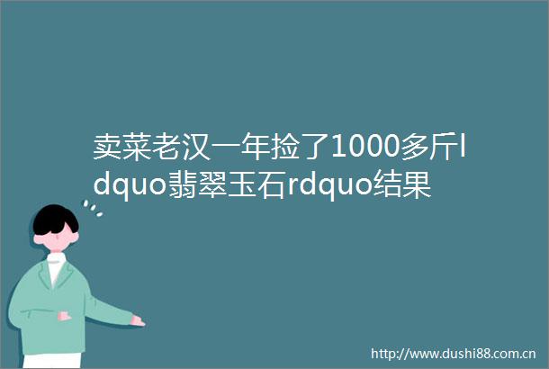卖菜老汉一年捡了1000多斤ldquo翡翠玉石rdquo结果helliphellip