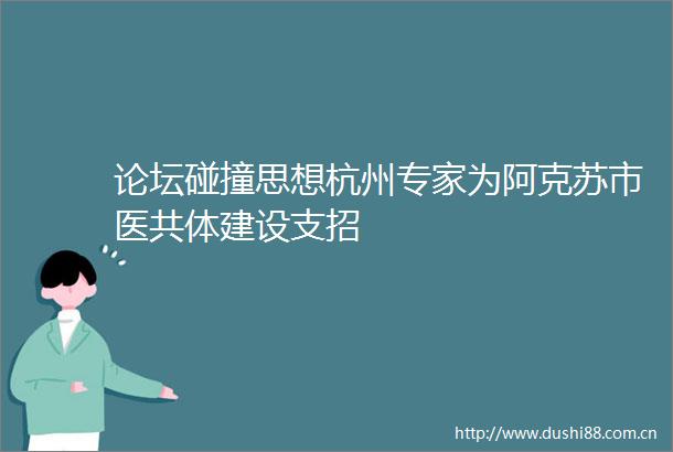 论坛碰撞思想杭州专家为阿克苏市医共体建设支招