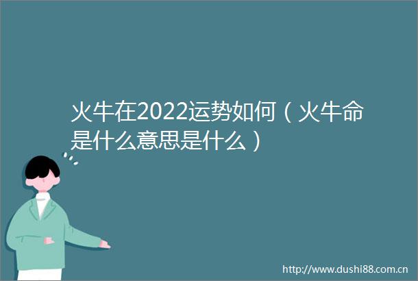 火牛在2022运势如何（火牛命是什么意思是什么）
