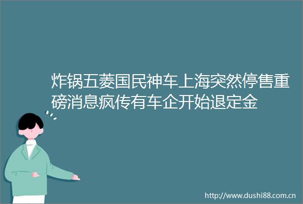 炸锅五菱国民神车上海突然停售重磅消息疯传有车企开始退定金