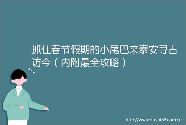 抓住春节假期的小尾巴来泰安寻古访今（内附最全攻略）
