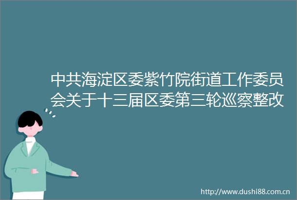 海淀区委紫竹院街道工作委员会关于十三届区委第三轮巡察整改进展情况的通报