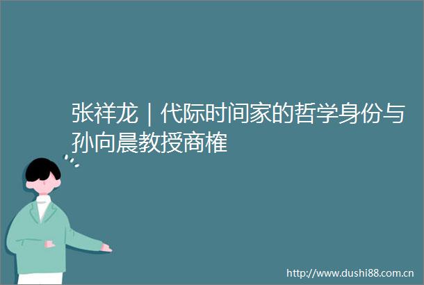 张祥龙｜代际时间家的哲学身份与孙向晨教授商榷