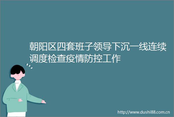 朝阳区四套班子下沉一线连续调度检查疫情防控工作