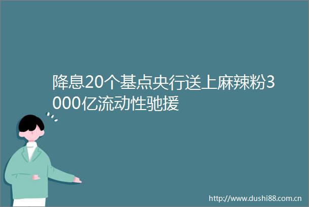 降息20个基点央行送上麻辣粉3000亿流动性驰援
