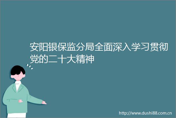 安阳银保监分局全面深入学习贯彻党的二十大精神