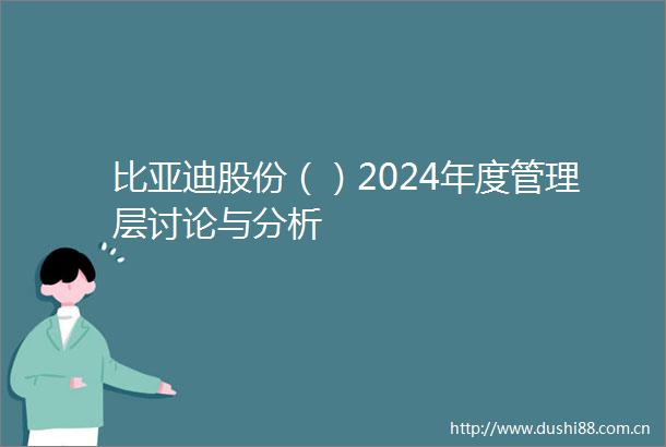 比亚迪股份（）2024年度管理层讨论与分析