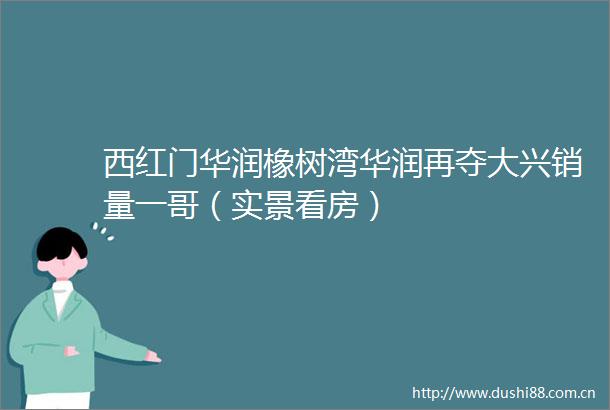 西红门华润橡树湾华润再夺大兴销量一哥（实景看房）