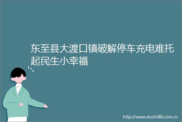 东至县大渡口镇破解停车充电难托起民生小幸福