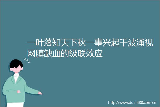 一叶落知天下秋一事兴起千波涌视网膜缺血的级联效应