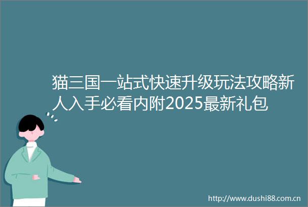 猫三国一站式快速升级玩法攻略新人入手必看内附2025最新礼包码