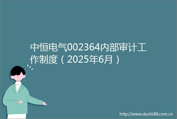 中恒电气002364内部审计工作制度（2025年6月）