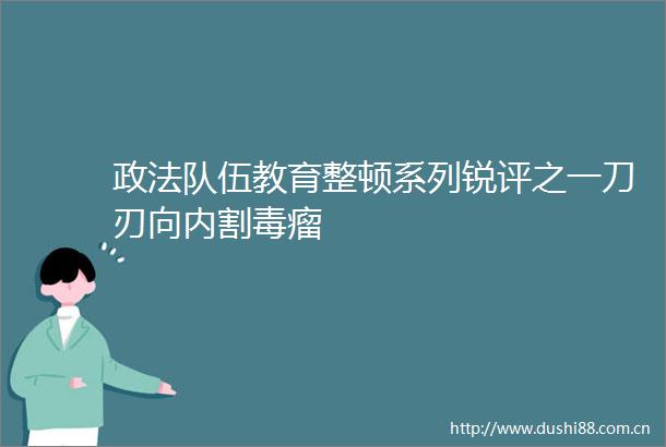 政法队伍教育整顿系列锐评之一刀刃向内割毒瘤