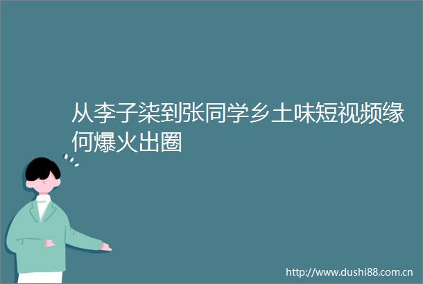 从李子柒到张同学乡土味短视频缘何爆火出圈