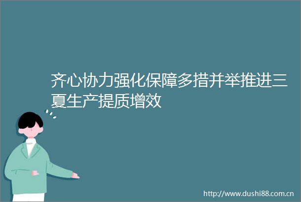 齐心协力强化保障多措并举推进三夏生产提质增效
