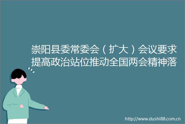 崇阳县委常委会（扩大）会议要求提高站位推动全国两会精神落地生根