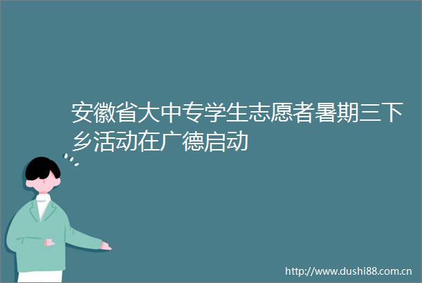 安徽省大中专学生志愿者暑期三下乡活动在广德启动