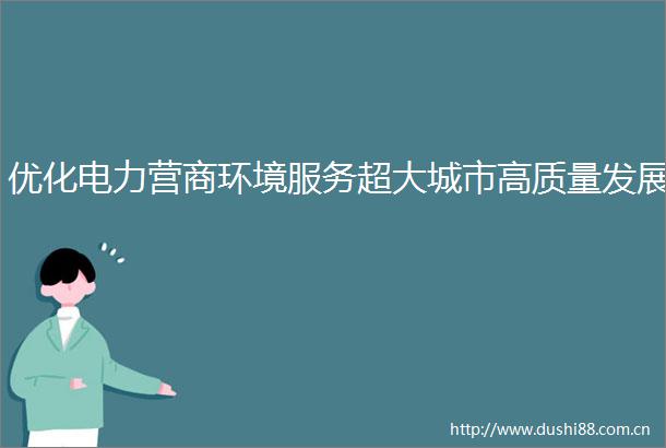 优化电力营商环境服务超大城市高质量发展